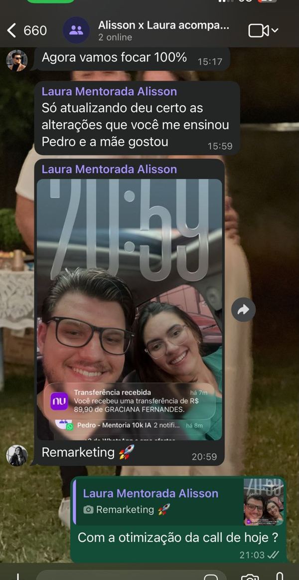 Aluna Laura com venda após remarketing